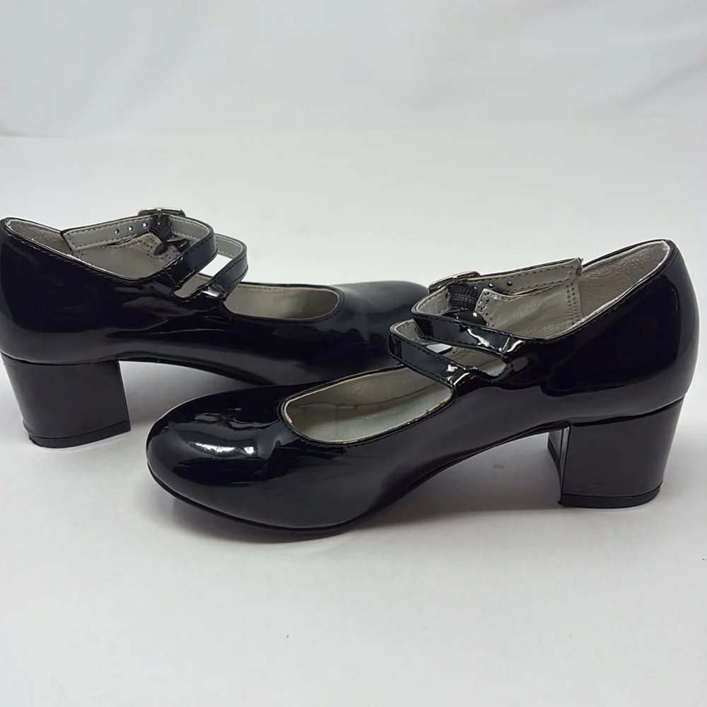 HARPER CANYON: Shiny Black Dress Shoes, Kids Size 13M. Double Buckle